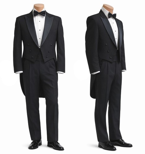 Men black tuxedo tailcoat - black,