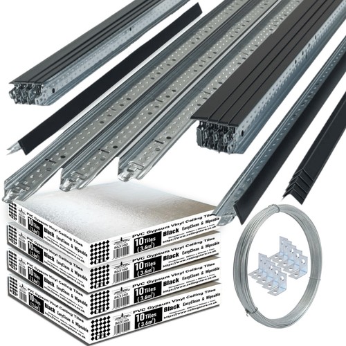 40m2 black vinyl ceiling tiles - 40m2,