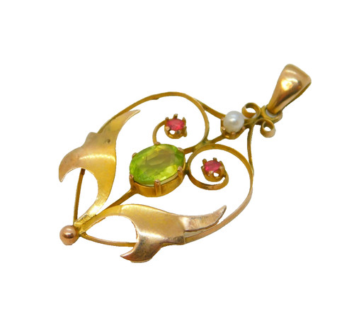 Edwardian 9ct gold peridot - edwardian,