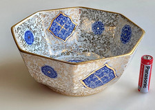 James Kent Fenton Osaka Pattern Blue & White 6" Octagonal Bowl with Gilding