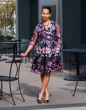 African V-neckline Lace Dress| First Mother Day Gift| 3/4 Sleeve Lace Dress 