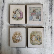 20th Century Miniatures Beatrix Potter Set Of 4 Pictures Plaques Antique 1980s