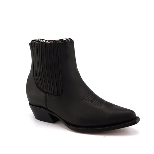Mens black real - black, leather