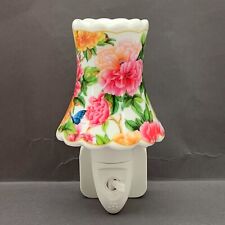 LED Night Light - Pink and Orange Flowers Plug In Ceramic Light Brand New In Box