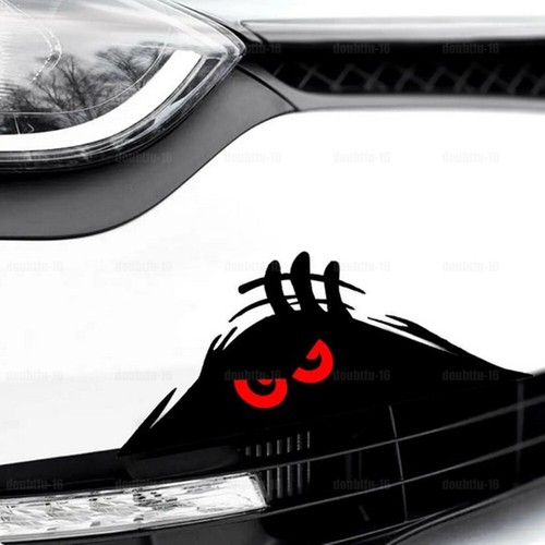 Car sticker peeking red - car,