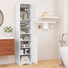 67” White Tall Bathroom Cabinet Freestanding Storage Cabinet w/ Shelves