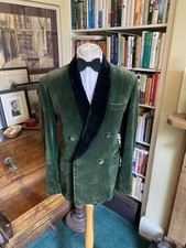 Harrods of London Double Breasted Green Velvet Smoking Jacket
