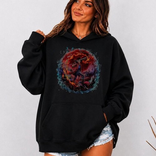 Red figure surrounded flames - red,
