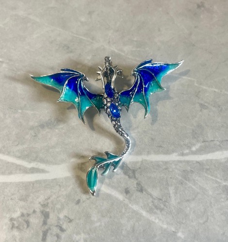 Deep blue silver dragon - blue,