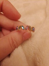 Plastic Resin Stepping Chevron Ring Size UK N+1/2 And USA 6.75 Gold Plated