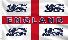 1 x St George ENGLAND Flag 5ft x 3ft with Eyelets England - 4 LIONS - SPORTS etc