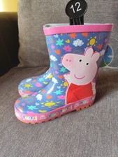 Peppa Pig Kids Wellies Size 12 UK Girls Rainbow Pink Wellington Boots NWT