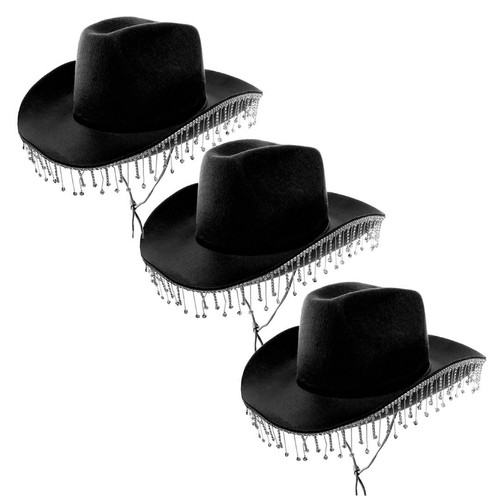 Black rhinestone cowboy hat - rhinestone,