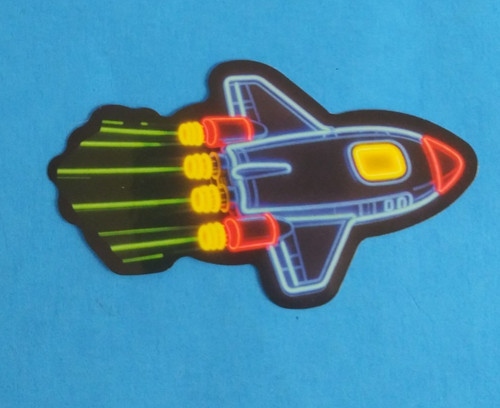 Rocket ship neon - rocket, sticker