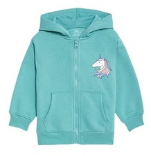 M&S Girls Cotton Rich green Lined Unicorn zipped Hoodie age 2/3/4/5/6/7/8 years