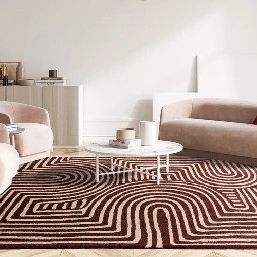 Reef rug curve plum handmade - rug,