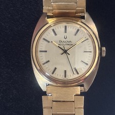 Bulova Accutron 218 Tuning Fork Gent's Watch (356) Gold Filled and gold strap
