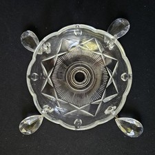 Vintage Chandelier Crystal Glass Bobeche Dish Parts Replacement +4 Teardrops 4"