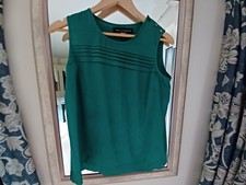 Paul Costelloe medium size sleeveless satin effect emerald green lafies vest top