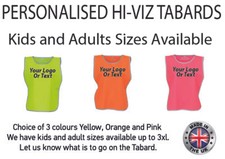 CUSTOM HI-VIZ TABARD PERSONALISED PRINTED HI-VIS SAFETY VEST WAISTCOAT ALL AGES