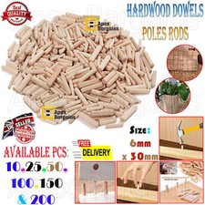 HARDWOOD DOWELS Poles Rods 6mm