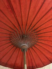 Vintage red cloth parasol - vintage,