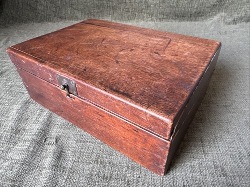Oak vintage writing slope - , box