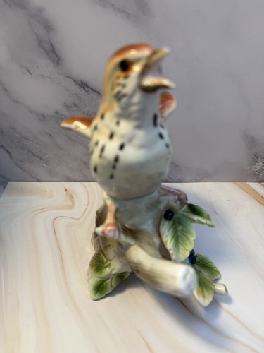 Vintage porcelain song thrush - song,