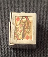 Vintage Sterling Silver Boxed Miniature Pack Of Cards Charm Opens To Cards