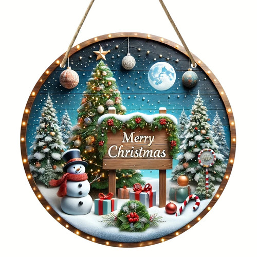 Snowman christmas scene - scene, wooden