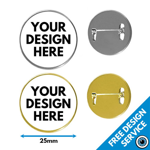 25mm brooches metal - 25mm, pin