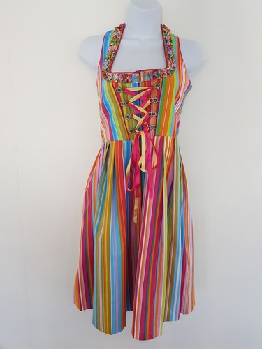 Vintage dress rainbow pinafore - rainbow,