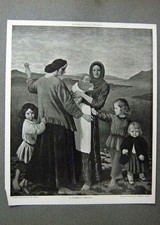 Original Old Antique Print