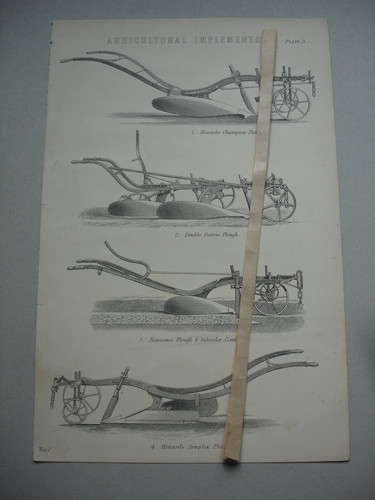 Antique plough drawings plate - plough,