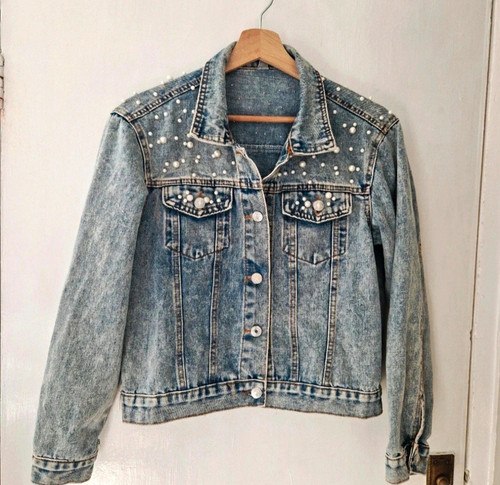 Womens blue denim pearl - blue,