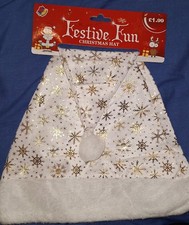 White Snowflake Santa Hat with