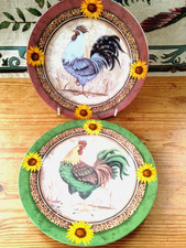 TWO DECORATIVE COCKEREL PLATES