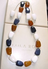 LOLA ROSE **BRIDIE** IVORIE STONE NAVY BLUE AMBER QUARTZ ADJUSTABLE NECKLACE QVC