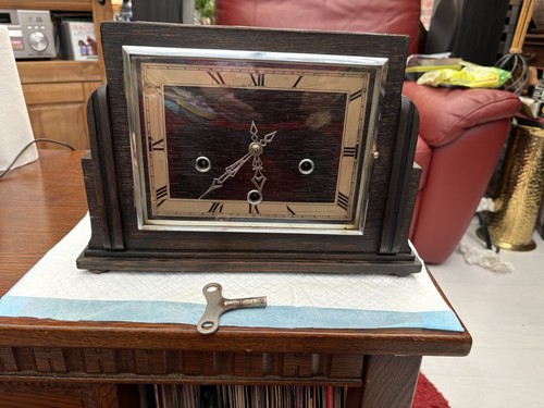 1950s dark oak mantlepiece - dark,
