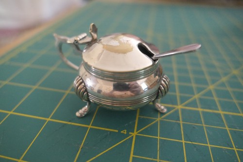 Mustard pot silver plate - mustard,