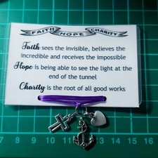 Cord Bracelet - Faith, Hope & Charity - Choice of Cord Colour
