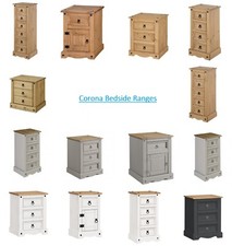 Corona Bedside Chest Cabinet Solid Pine Grey White Charcoal by Mercers Furniture