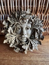 David Lawrence Signed Green Spirit Face Wall Plaque Forest Mythical Saturnalia