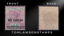 Seychelles Sg45 45c On 2r25 Bright Mauve & Green MM / Cat £50