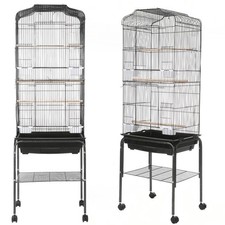 Extra Large Bird Cage with Open Top & Rolling Stand Wheels Metal Parrot Cages
