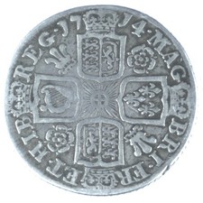 A Very Nice British Pre Decimal Silver 1714 Queen Anne Shilling Coin