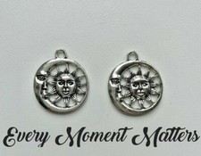 10 x Tibetan Silver SUN & MOON