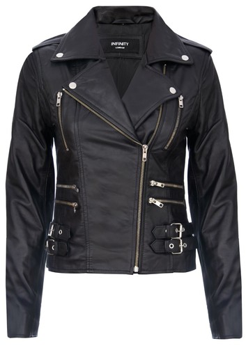 Ladies leather biker jacket - biker,