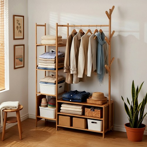 Bamboo rail clothes hanging - bamboo,