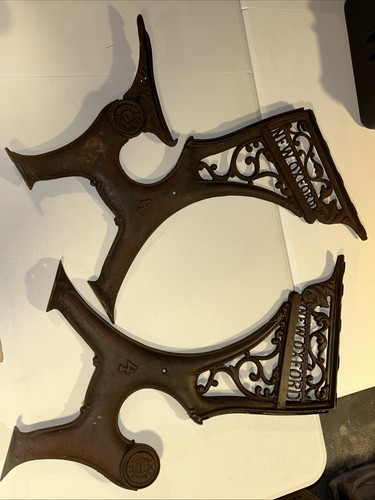 Antique cast iron bench ends - cast,